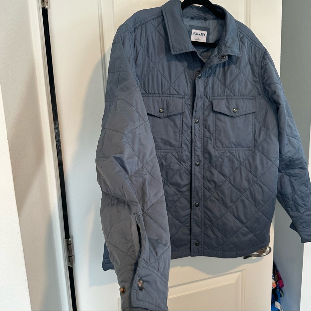 Old Navy Water-Resistant Quilted Shacket in Wintry Waters Blue - Picture 2 of 8